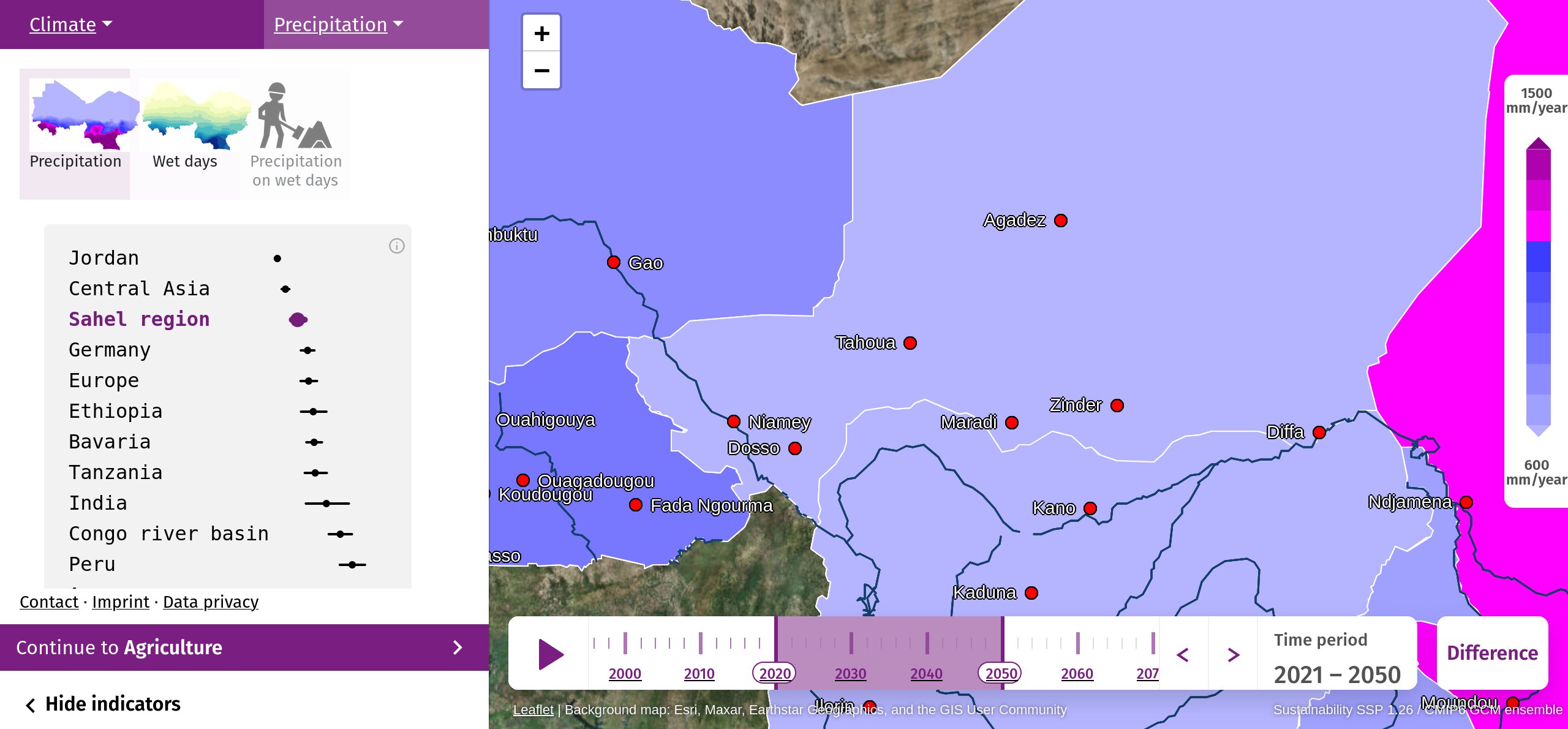 The map with region fill
